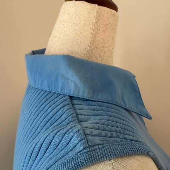 Blue ribbed collar sleeveless polo top size large - Picture 3 of 4